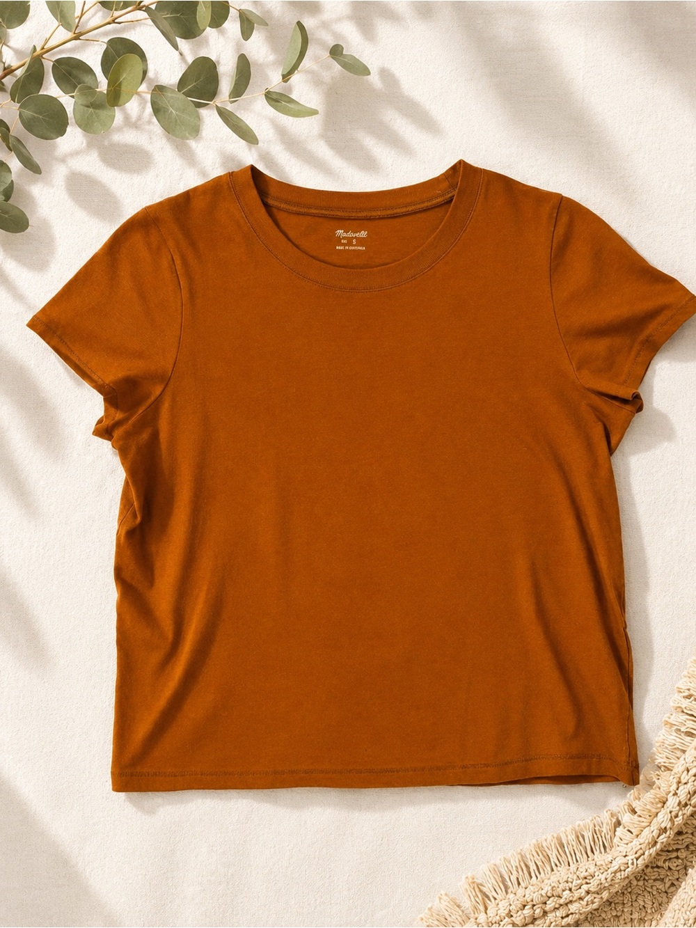 Madewell Rust Orange 100% Cotton Crewneck Tee Small